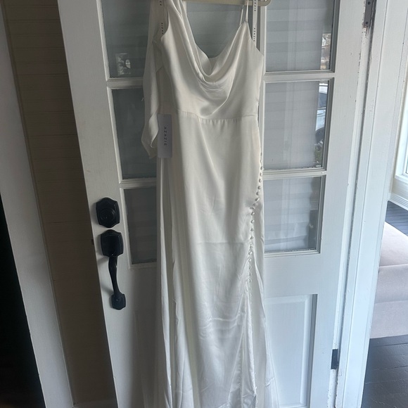 Azazie Dresses & Skirts - Azazie Cream Cowl Neck Sleeveless Bridal Gown